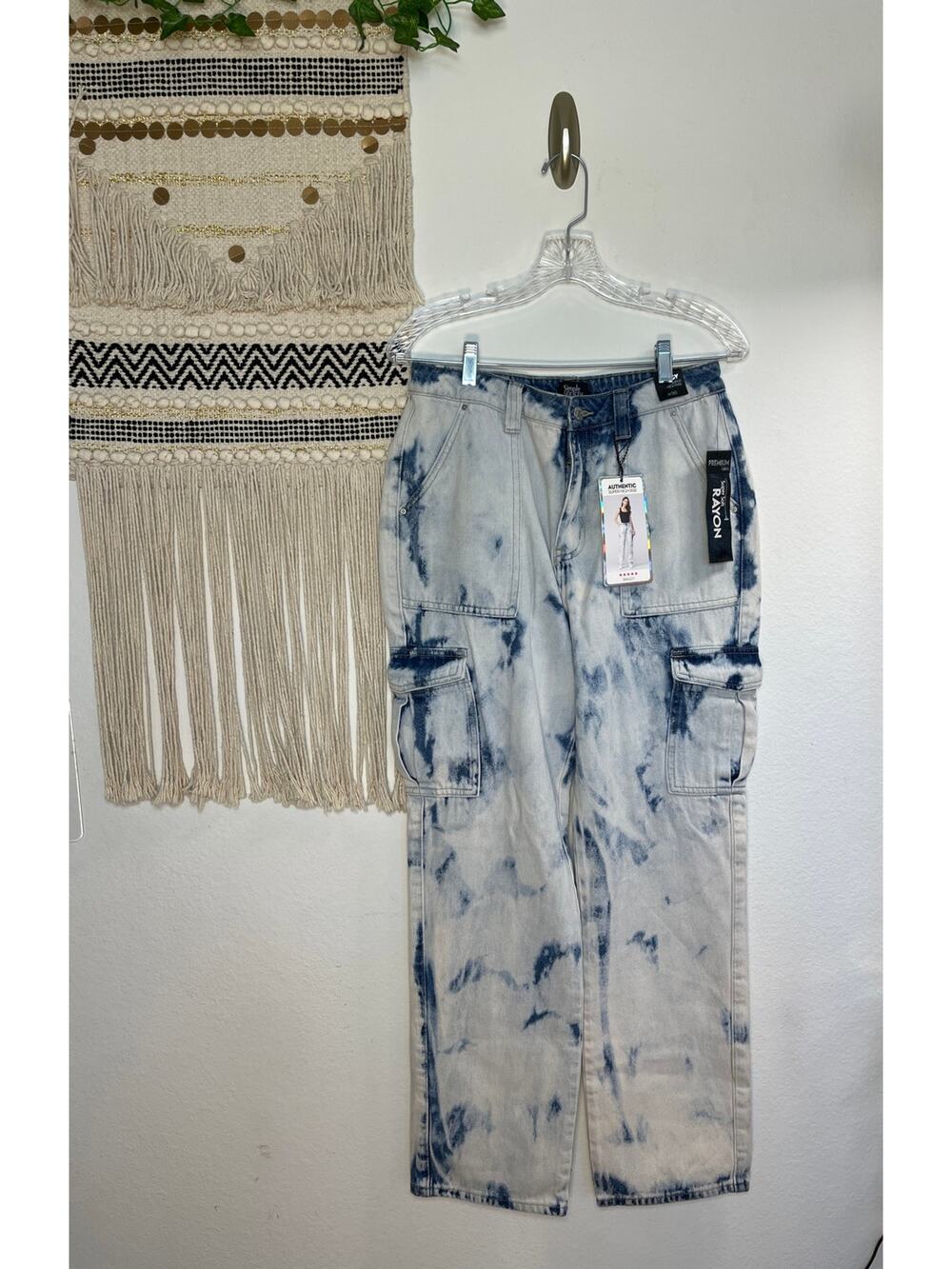 Simple Society NWT Acid Super High Rise Baggy Fit Cargo Woman Pants 11/30